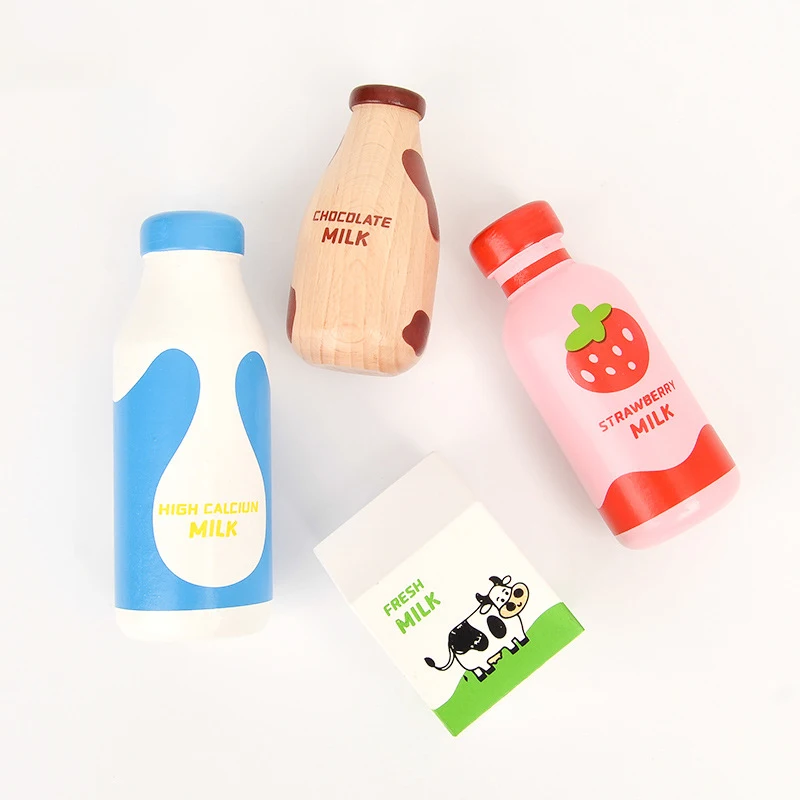 Pretend Play Wooden Toy Drink Set Kitchen Food Toys Montessori Kids Educational Simulation Game Toys gifts for Toddlers 4