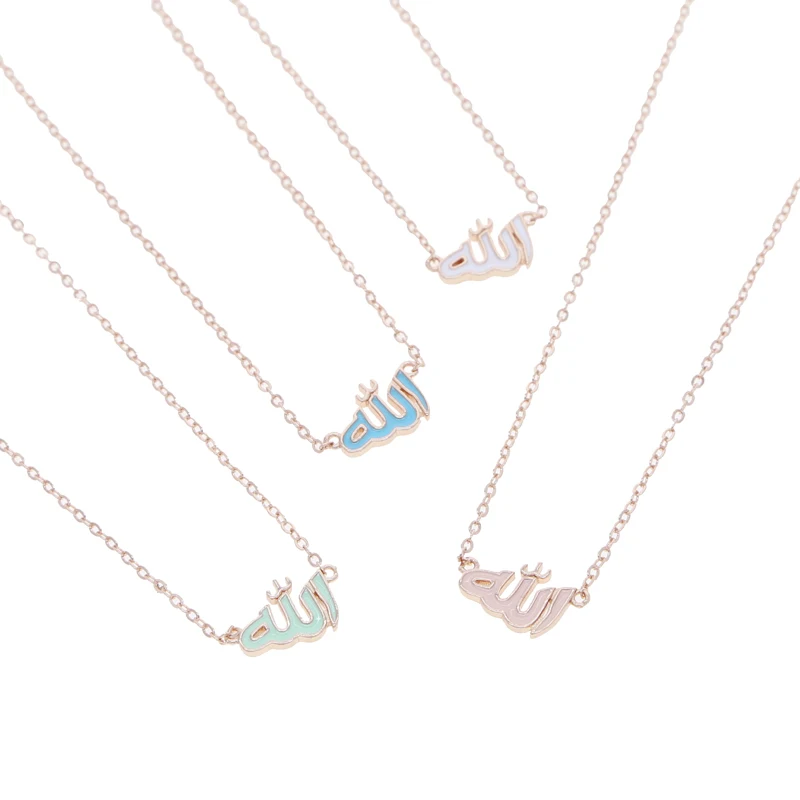 

Arabic Letter Allah Cute Lovely Small Colorful Pastel Enamel Fashion Women Jewelry Necklace
