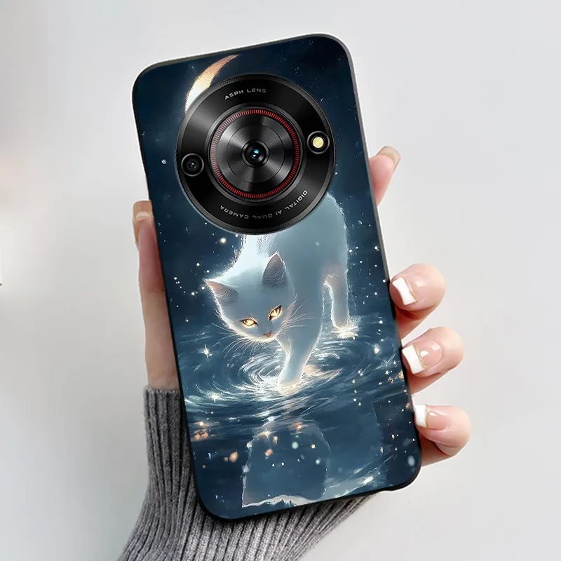 Aesthetic Cute Cat Fashion Shockproof Black Matte Soft TPU Phone Case