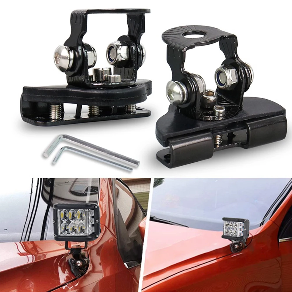 

2 Pcs Hood Car LED Work Light Bar Mounting Bracket Clip Adjustable Column Cover Bracket Card Edge Off Road Modification