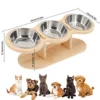 Elevated Cat Dog Bowls 15 degrees Tilted Raised Cat Food Water Bowls Pet Bowls for Cats & Small Dog Wooden Dog Bowl Pet Supplies 6