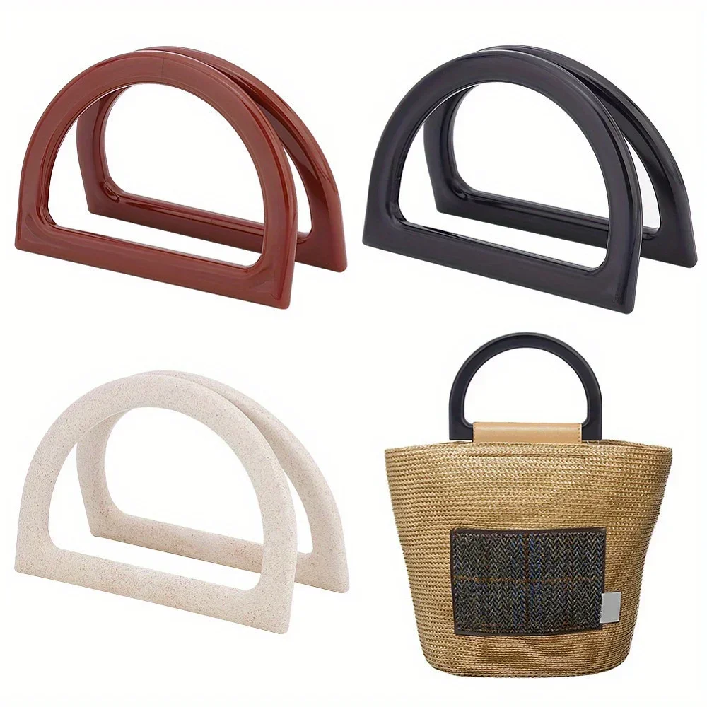 6pcs D-Shaped Imitation Wood Bag Handles, 3 Colors, Replacement Accessories for Handbags, , DIY Craft Supplies