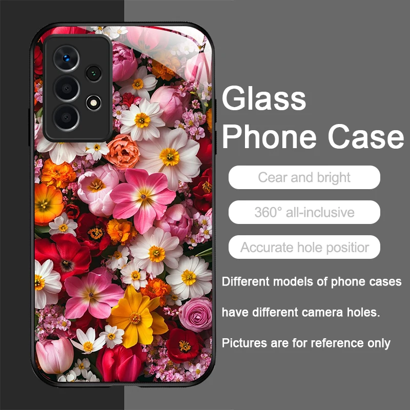 Floral Luxury Fresh Flower Pattern Glass Phone Case