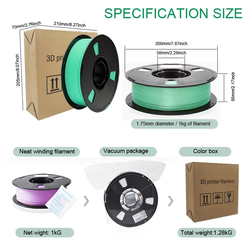 다양한 투명 PETG 필라멘트 1kg 1.75mm 고강도, Bambu A1 P2S H2S Creality K2 Elegoo 3D 프린터용 도매