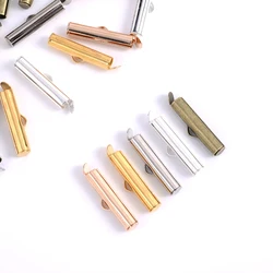 50Pcs 13/16/20/25Mm Tube Metal Crimp End Caps Slider Clasp Buckles Tubes Connectors for Jewelry Making Bracelet Findings