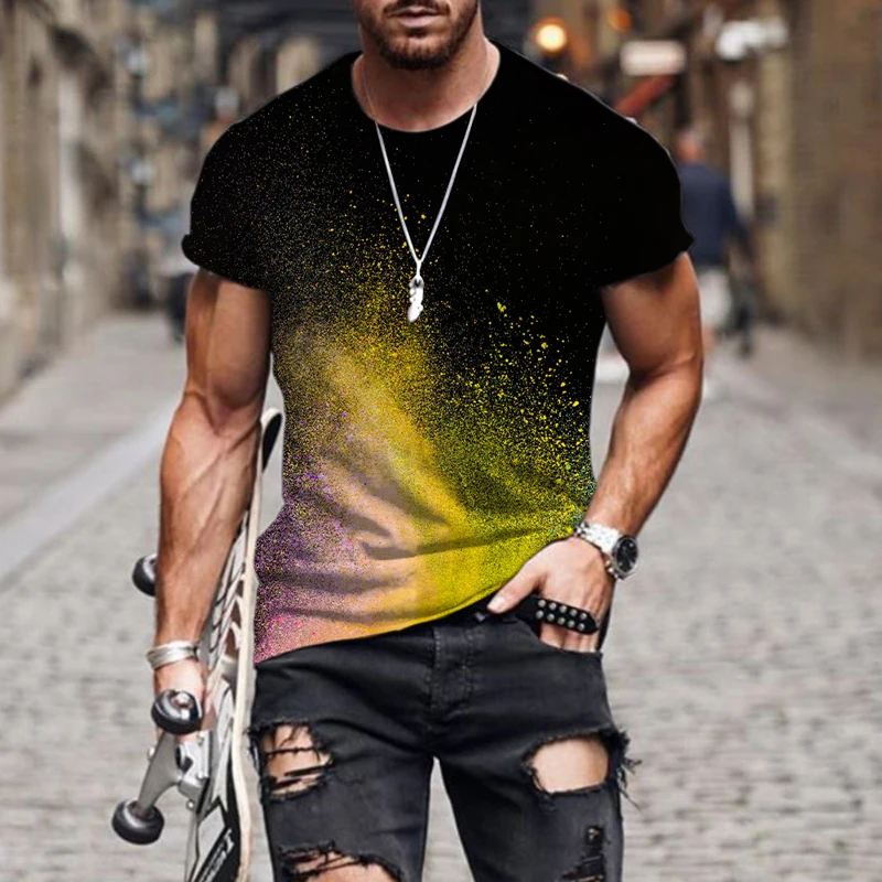 Speckled tie dye pattern 3d printed t-shirt fashion men's street