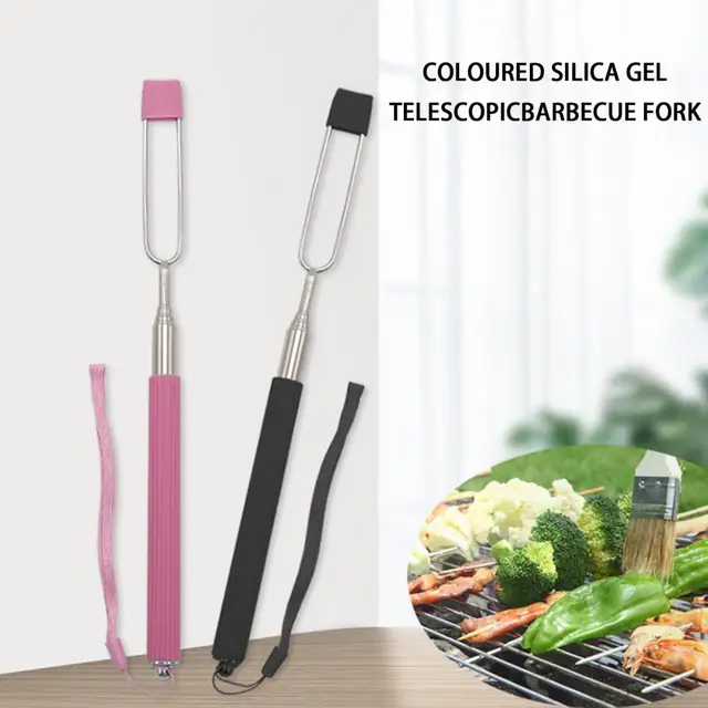 Barbecue Villa Teleszkópos Anti-Scald Szilikon Fogantyú Újrahasznosítható Bbq Szerszám U Alakú Rozsdamentes Acél Grillezés Pörkölő - Image 2