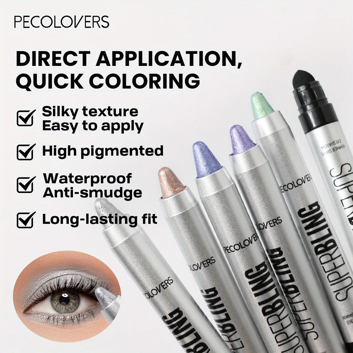 Pearlescent Eye Shadow Stick Long-lasting Shimmer Pigment Blue Purple Colorful Eyeshadow Pencil Colorful Eye Makeup 6 Pearlescent Eye Shadow Stick Long-lasting Shimmer Pigment Blue Purple Colorful Eyeshadow Pencil Colorful Eye Makeup 6