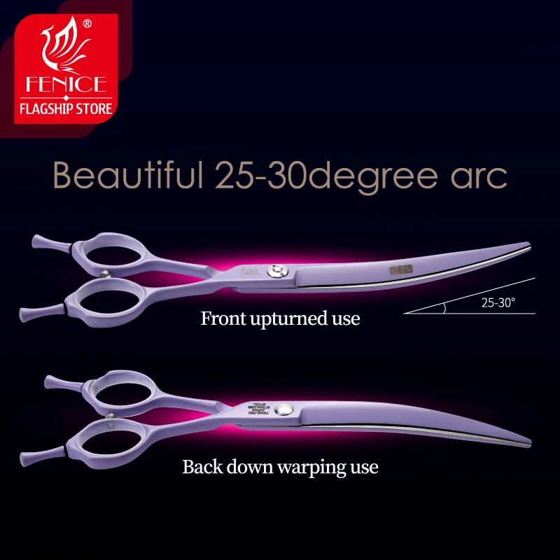 Fenice Professional 6.5/7 Inch JP440C Macaron Colorful Straight Cutting Curved Thinning Chunker 4 pcs Set Pet Grooming Scissors dog grooming scissors kit