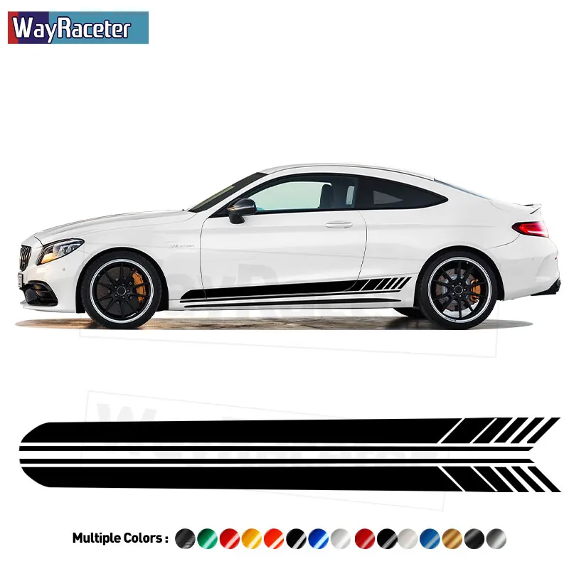 2 Pcs Edition 1 Door Side Stripes Gonna Sticker Per Mercedes Benz Classe C Coupe 2-Door 2015-2021 C205 A205 Cabrio W205 C63 Amg
