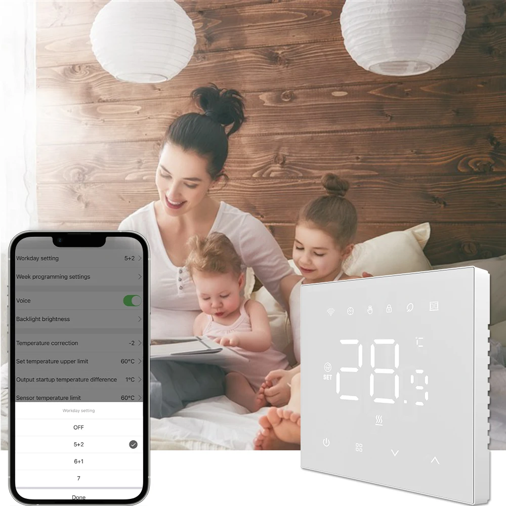 Smart WiFi Thermostat for Underfloor Heating Systems - Voice Control Enabled