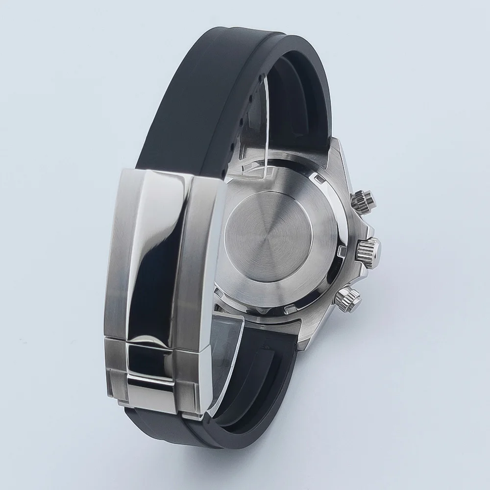 NEITON 39mm VK63 시계 케이스 실버/골드 스트랩 포함 VK63 시계용 솔리드 스테인레스 스틸 자동 무브먼트 액세서리 부품