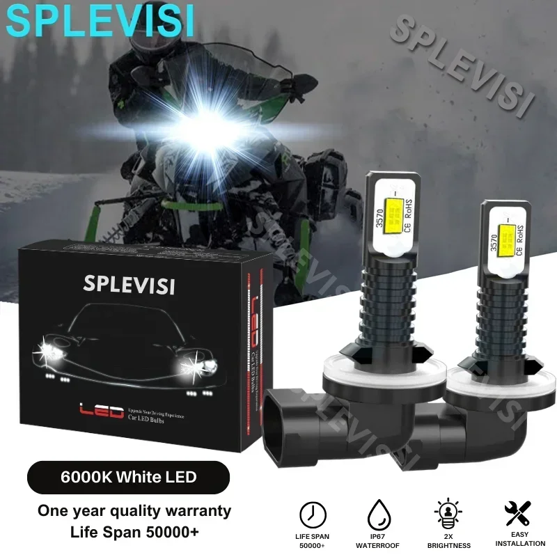 SPLEVISI Upgrade LED Headlight 2X Bulbs 6000K White For Arctic Cat 700 H1 EFI 4X4 AUTO 2008 2009 2010 2011 Replacement Headlight