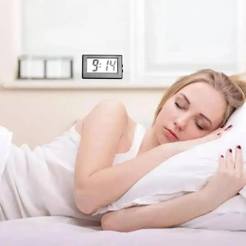 Mini LCD Digital Clock Mute Desktop Clock Digital Table Dashboard Desk Electronic Bedroom Simple Small Electronic Watch