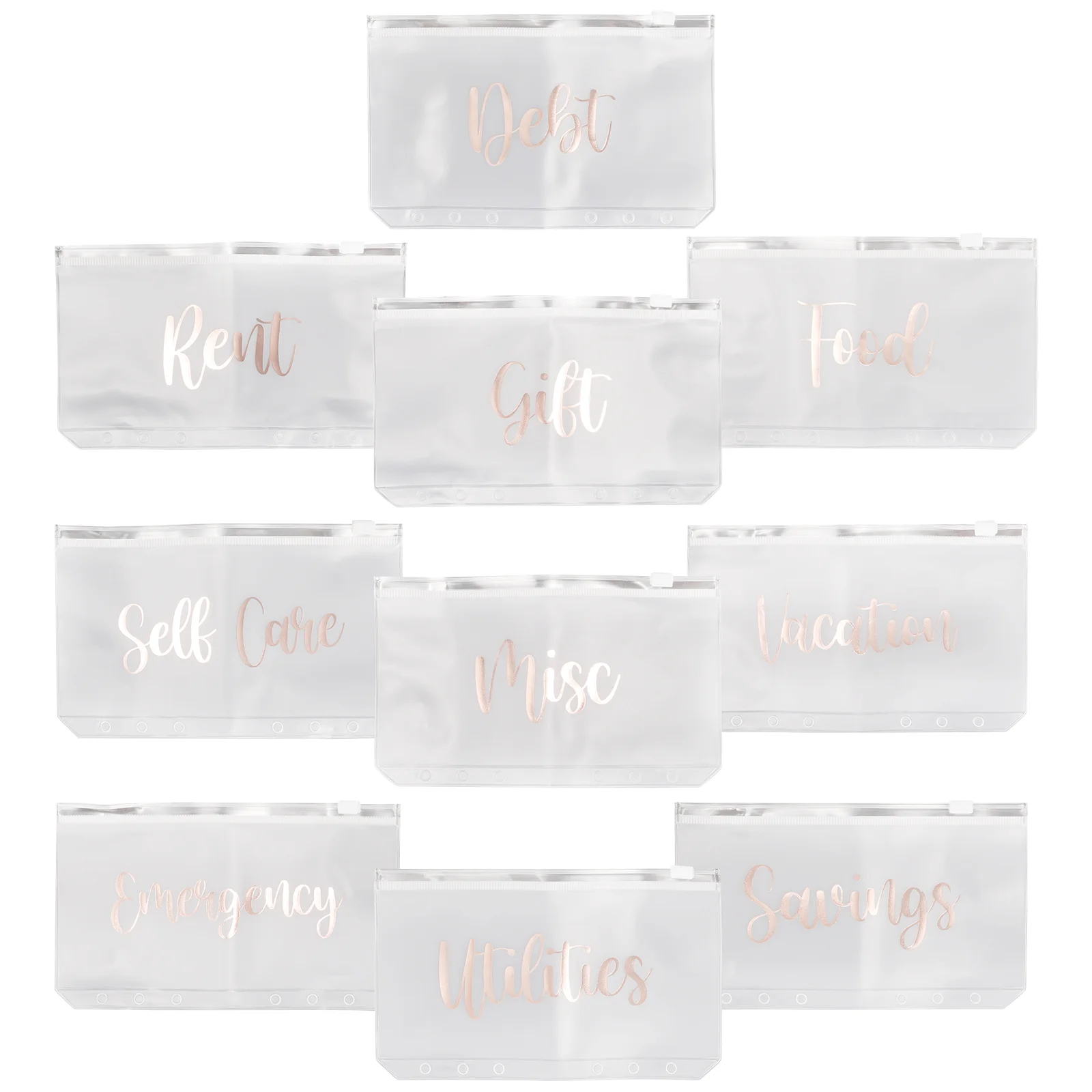 

10 Pcs Budget Binder Pocket The Notebook Laser Divider Folder Refill Pvc Money Bags Clips
