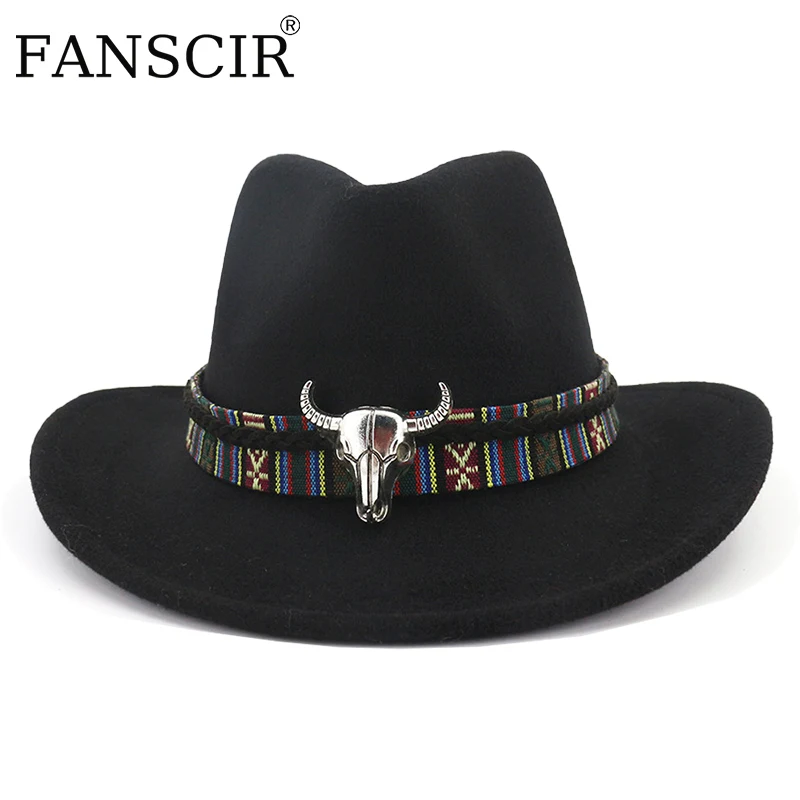 Ethnic Style Cowboy Hat Men Wool Wide 
