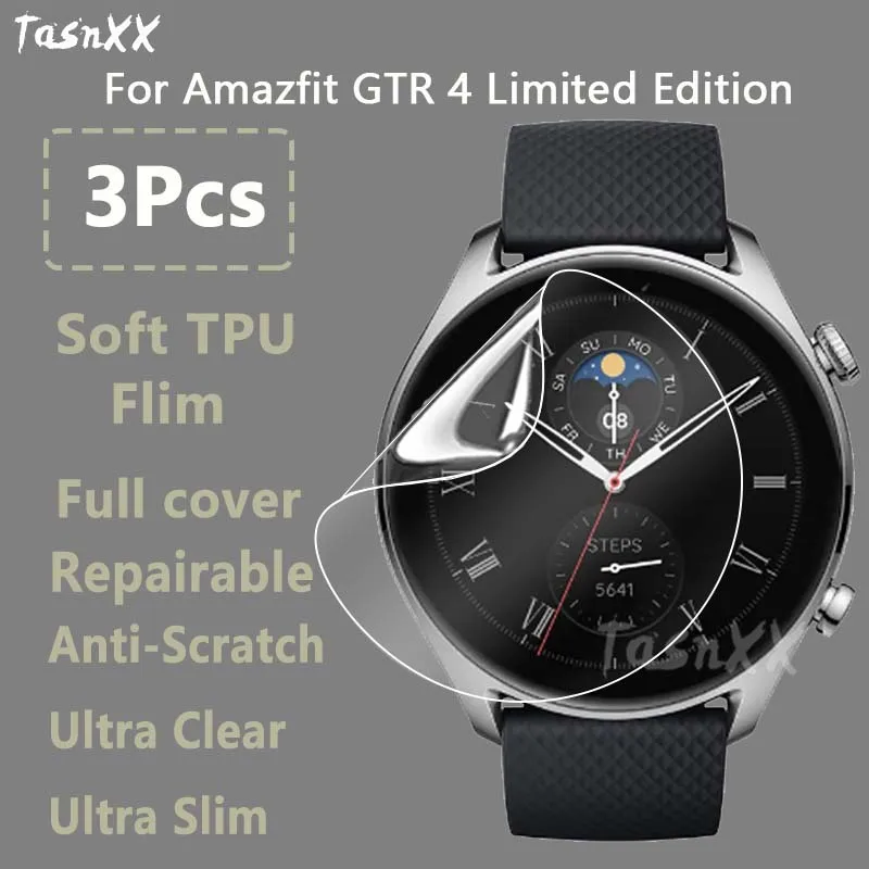 3 Pz Per Amazfit Gtr 4 Limited Edition Watch Clear Ultra Slim Soft Hydrogel Pellicola Riparabile Pellicola Proteggi Schermo-Non Vetro Temperato