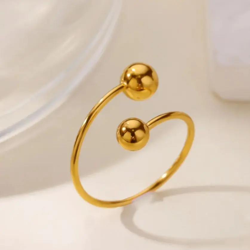 Minimalist Double Ball Rings for Women Wedding Valentine Gift
