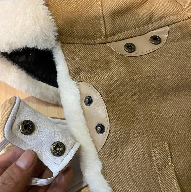 Men's and Women's Fashion Pilot Hat Winter Thickened Warm Ear Muffs Cycling Skiing Cold Mask Cotton Cap Glasses Thunderbolt Hat