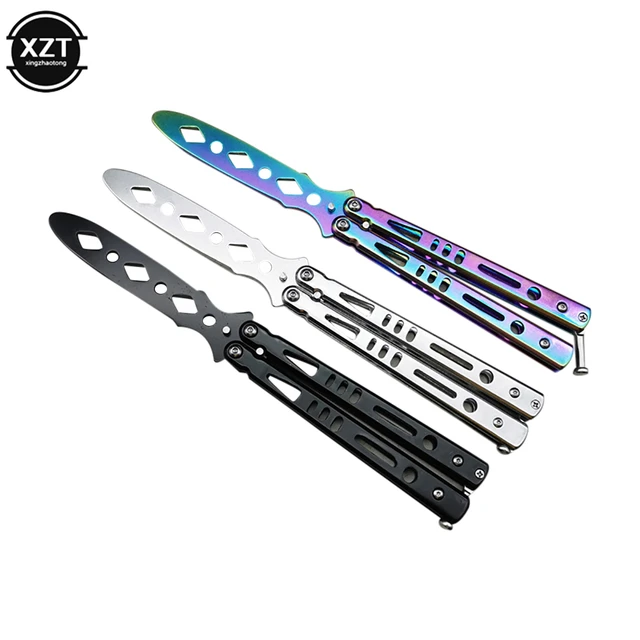 Portable Folding Butterfly Knife CSGO Balisong Trainer Stainless Steel  Pocket Practice Knife Training Tool Outdoor Games