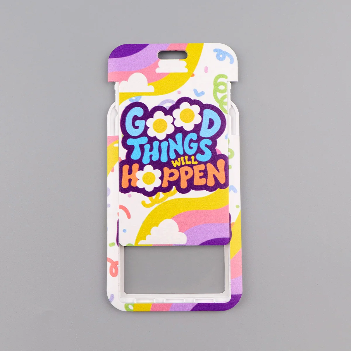 좋은 말들이 담긴 랜야드 목걸이 스트랩 키체인 그래피티 카드 커버 배지 홀더 휴대폰 줄 열쇠고리 액세서리 선물