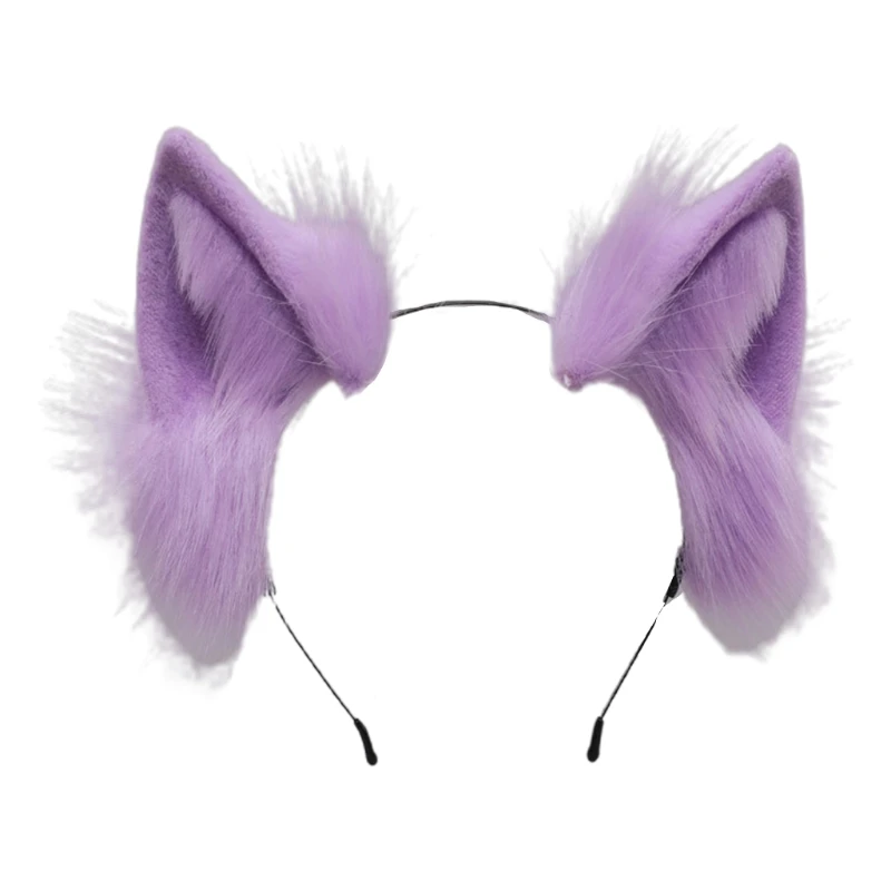 for Cat Faux Fur Ears Headband Solid Color  Plush Cosplay Animal Hair Hoop 449B