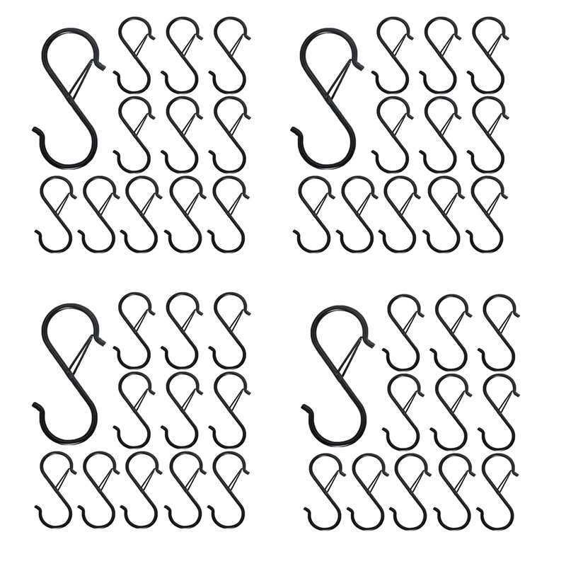 

48PCS S Hooks For Hanging - S Shaped Hooks For Kitchen Utensil And Closet Rod - Black S Hooks For Hanging Plants,Pots Promotion