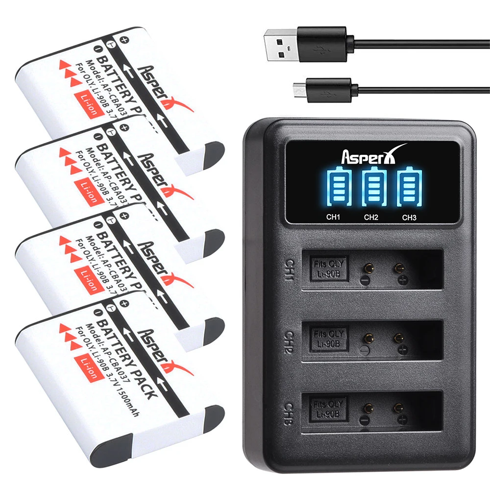 Li-90B Li-92B Batteria Con Caricabatterie Per Olympus Li 90B Li92B Resistente Tg-4 Tg-6 Tg-5 Tg-2 Tg-1 Ihs Sh-1 Sh-2 Sh-60 Sh-50 Ihs, Sp-100