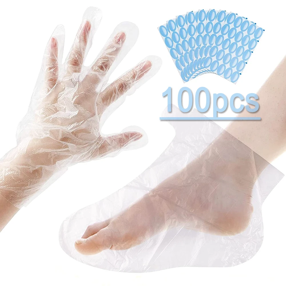 100PcsTransprentDisposableHandFootBagsDetoxSPACoversPedicure