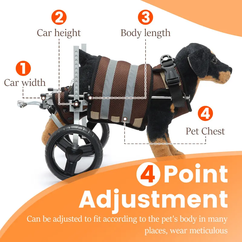 Carrito ajustable para perros/silla de ruedas para perros Fordable para  patas traseras, ayuda a mascotas pequeñas con extremidades traseras