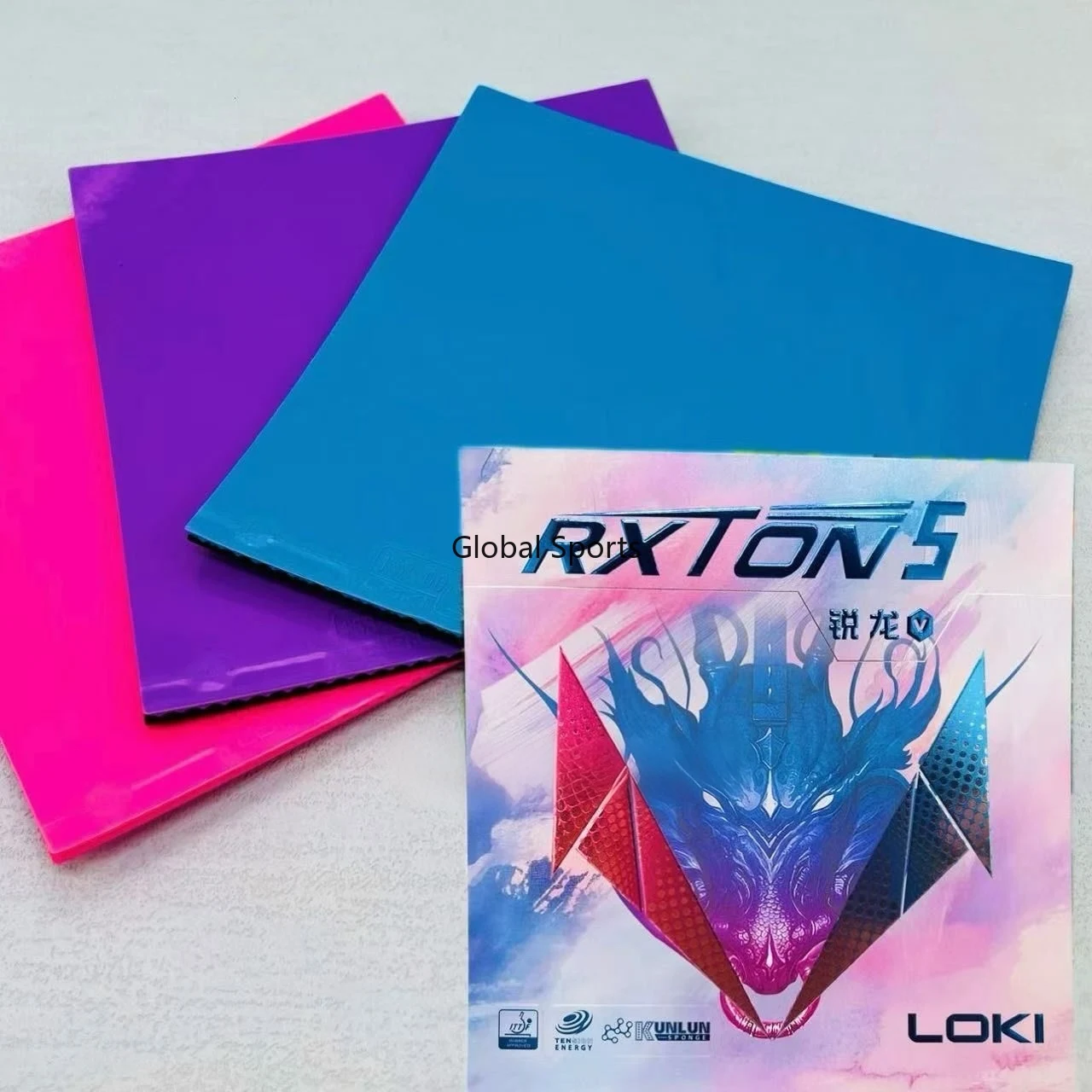 LOKI RXTON 5 Color Series Table Tennis Rubber for Racket Sticky Pimples-in ITTF Approved Pink/Blue/Purple