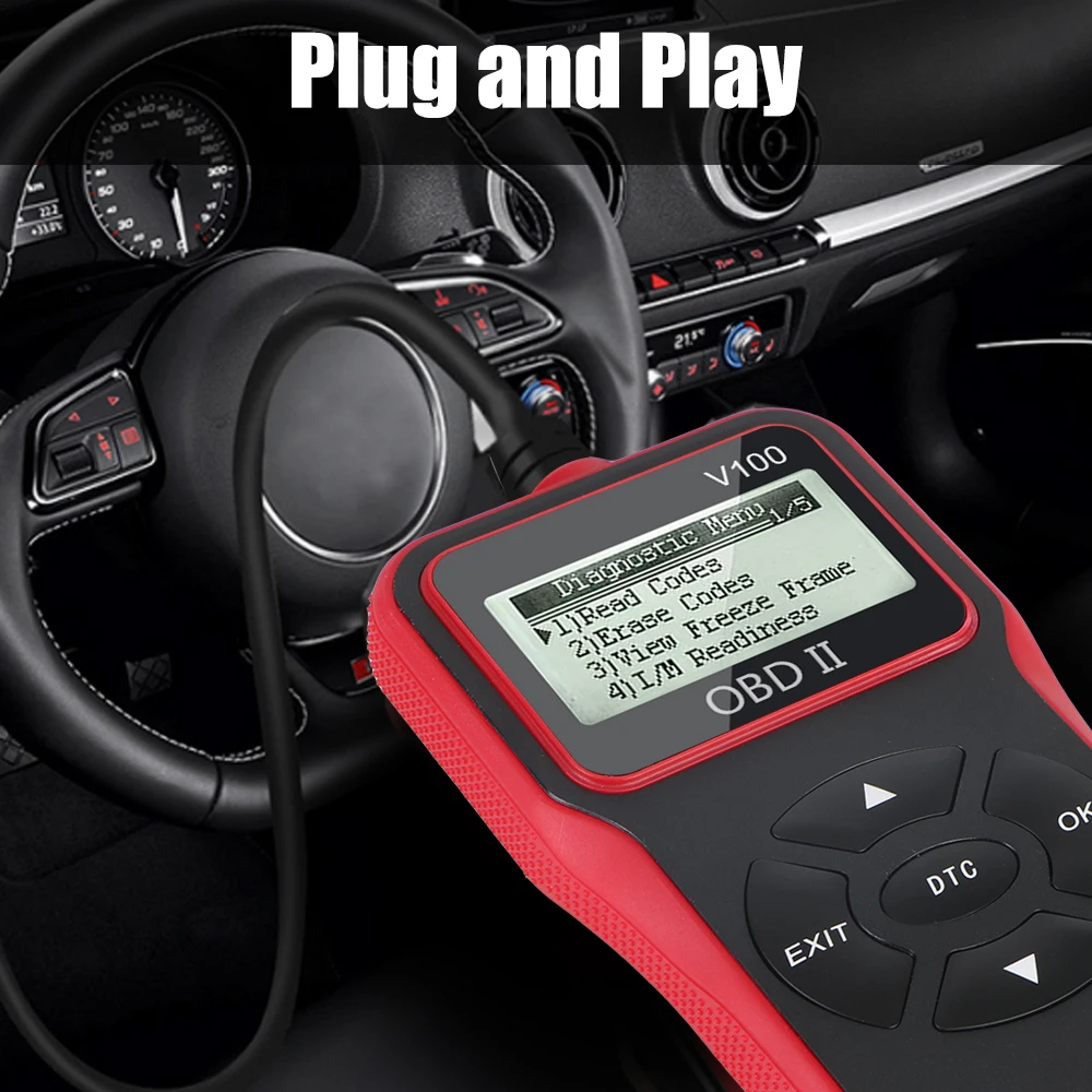 Car Diagnostic Tools OBD2 Code Reader V100 Plug and Play OBD 2 Scanner Digital Display Universal obd2 scanner obd code reader system diagnostic tool