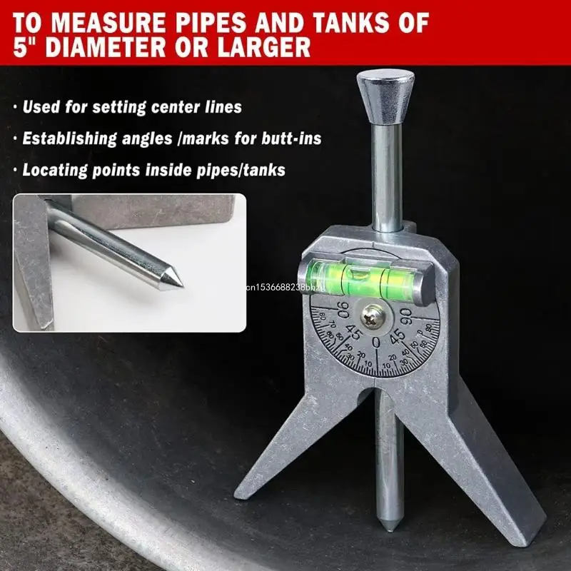 Manual Pipe Center Finder Tool Plumbing Contractor Welding Bubble Leveler Measure Pipes 0.5" and Up 4" Y-Type