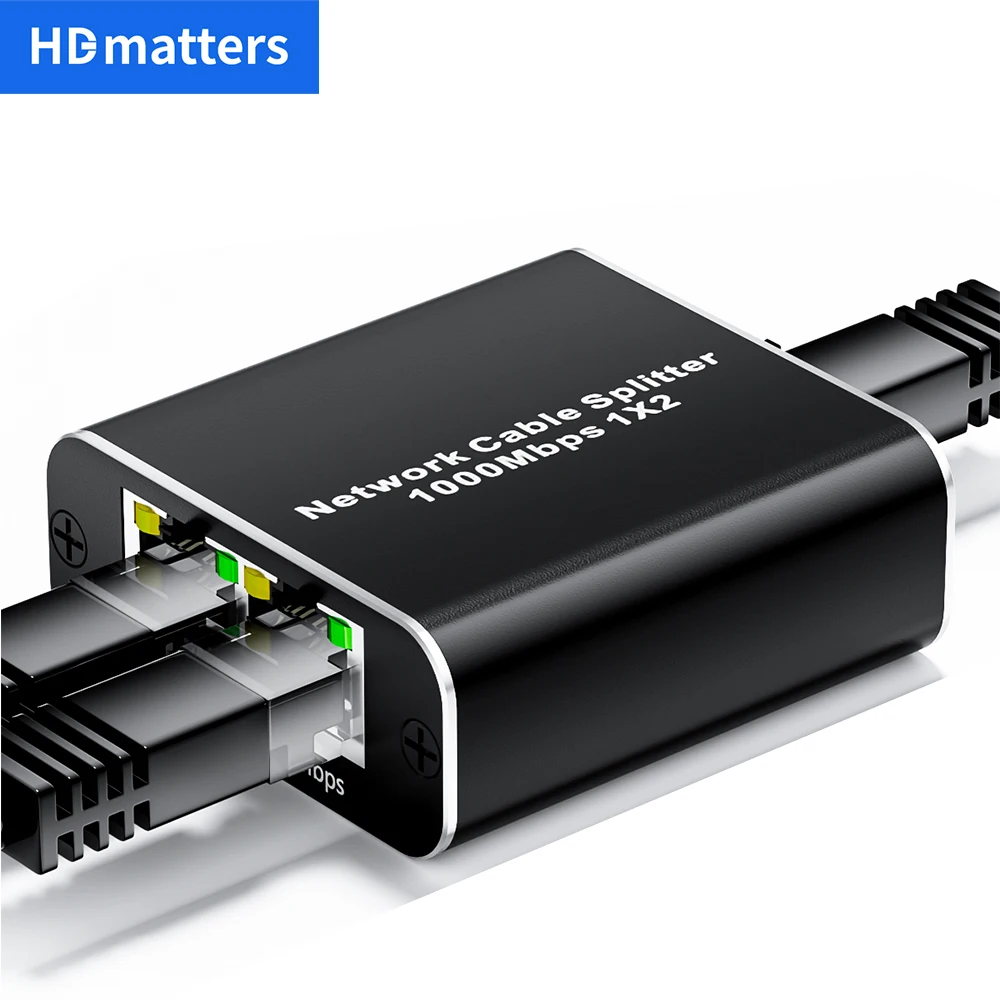 HDmatters-Divisor de cable Ethernet RJ45, 1 en 2, divisor de cable