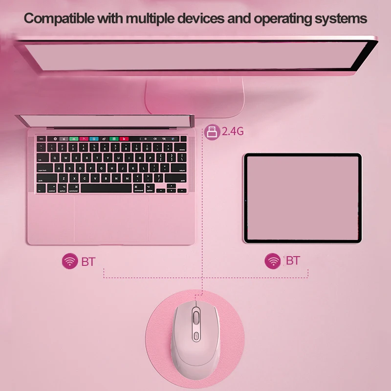 Sleek Dual-Mode Wireless & Bluetooth Silent Ergonomic Mouse with Adjustable DPI