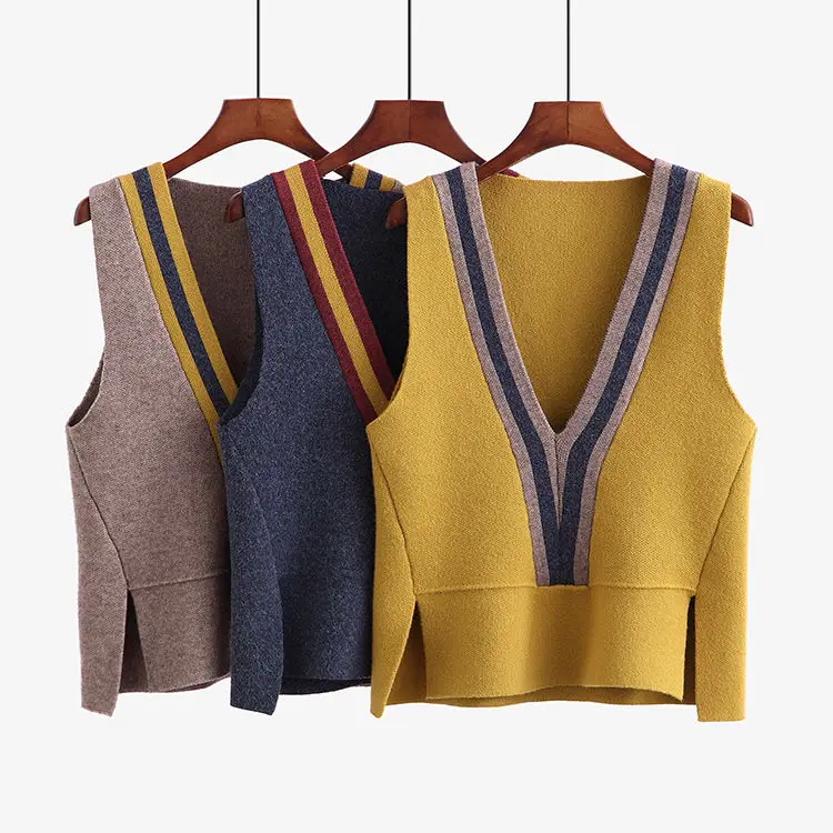 

Knitted Vest Women's Autumn/winter V-neck Fashion Vest Sleeveless Sweater Knitwear Tank Top