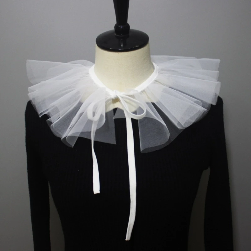 

Victorian Ruffled Choker Collar Decorative Sheer Medieval Cosplay