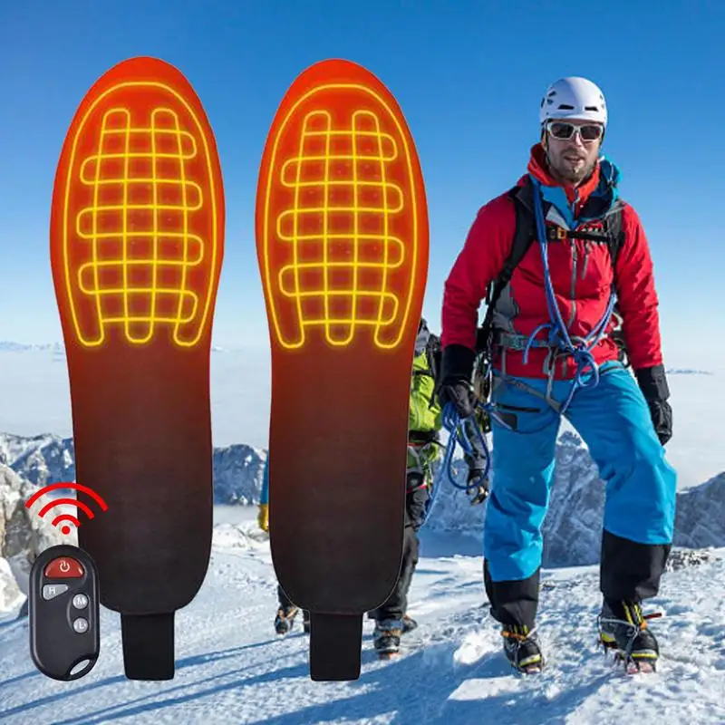 Electric Heated Insole USB Rechargeable 3-speed Temperature Control Wireless Remote Control Heating Insole Winter Warm Shoes Pad