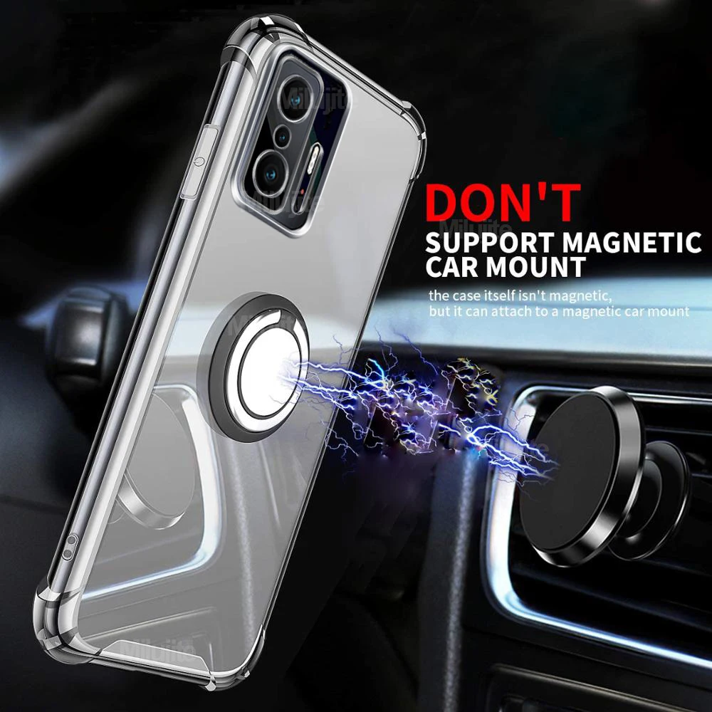 Mi 11 T 11 T Pro 11 T Custodia Trasparente Antiurto Anello Supporto Magnetico Per Auto Per Xiaomi Mi 11 T 10T Pro 11 Lite 11 Lite 5G Ne