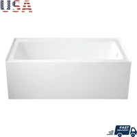 60-Inch Alcove Tub with Left Hand Drain Hole Anti-Skid Acrylic Construction Spa Bath Relaxation Ergonomic Design Wall Mount 1