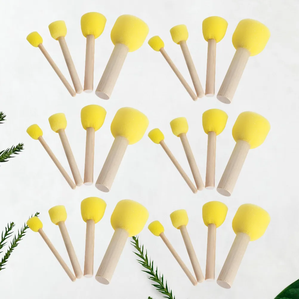 40개 창의적인 스폰지 페인팅 브러쉬 나무 손잡이 드로잉 도구 DIY 그래피티 페인팅 세트