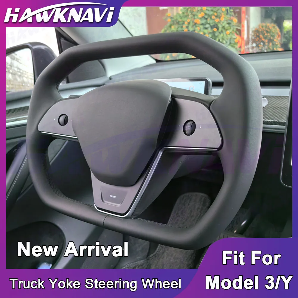 Tesla ヨークハンドル　社外 テスラ モデルY モデル3 ヨーク ハンドル PVCレザー カーボン