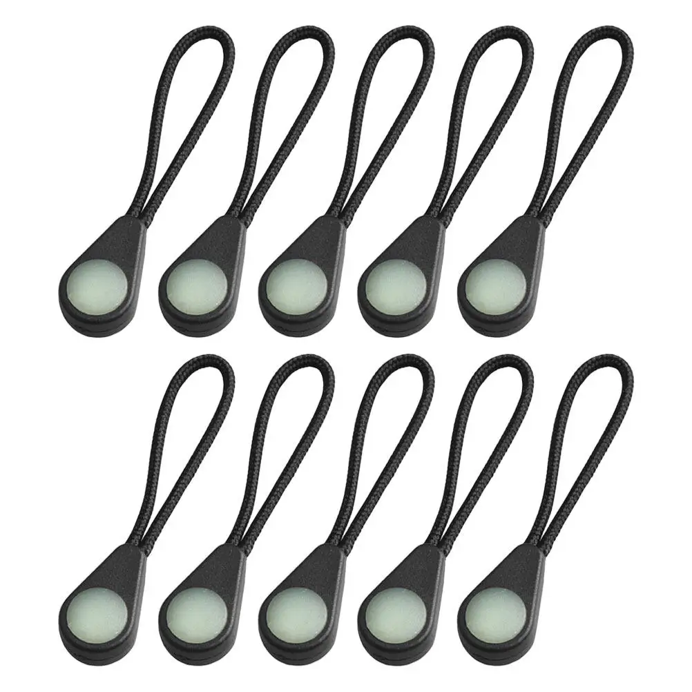 10Pcs 어둠 속에서 빛나는 분실 방지 지퍼 풀러 내구성 배낭 지퍼 헤드 가방 재킷 캠핑 야외용 플라스틱 교체품