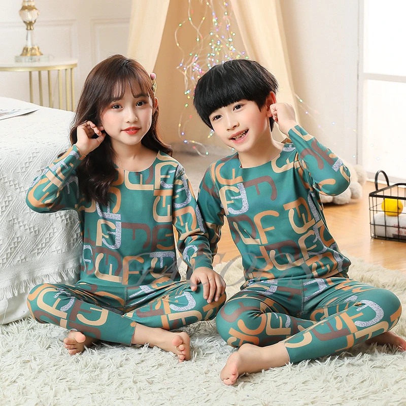Winter Solid Color Children's Thick Warm Underwear Set Boys Girls Thermal Pajamas Seamless Autumn Clothes Long Johns Pajamas Set Children Underwear Suits