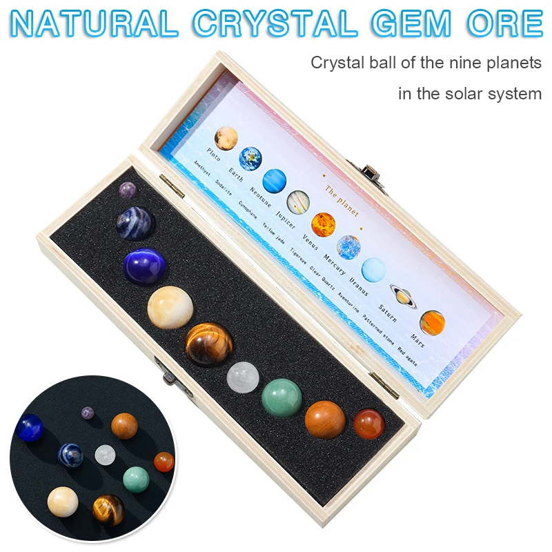 

9pcs 10-25mm Natural Crystal Spheres Nine Planets Solar System Gemstone For Home Office Desk Decor Accessories