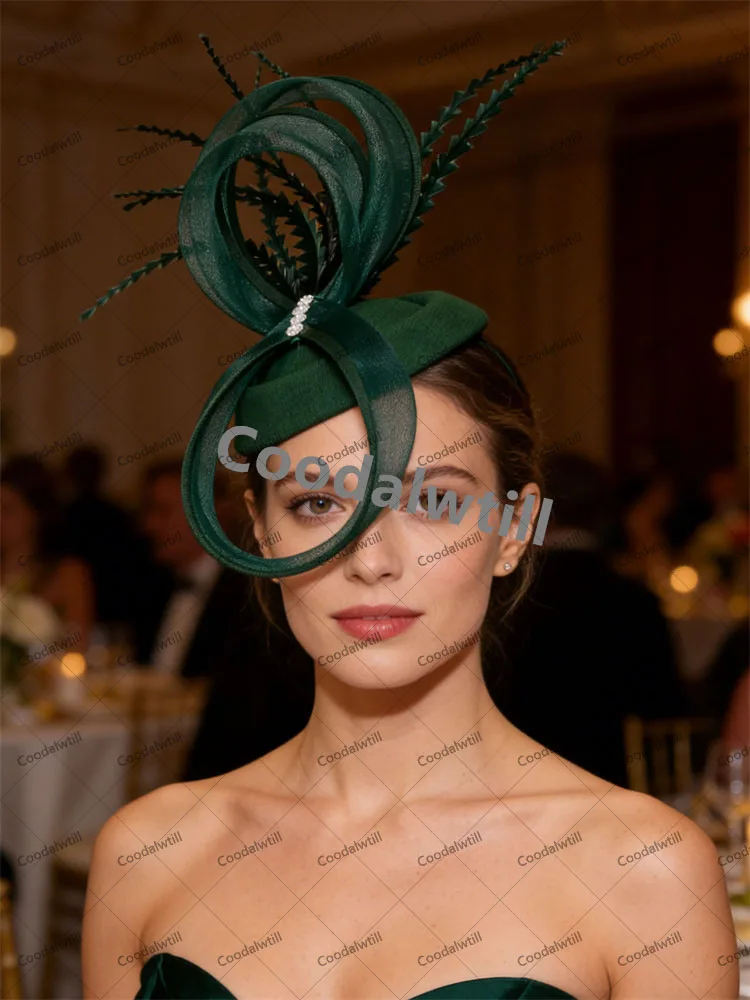 Women Cocktail Church Veils Pillbox Cap Fascinator Hat Accessories Elegant Ladies Femme Party Dinner Chapeau Cap Bride Headwear - 2