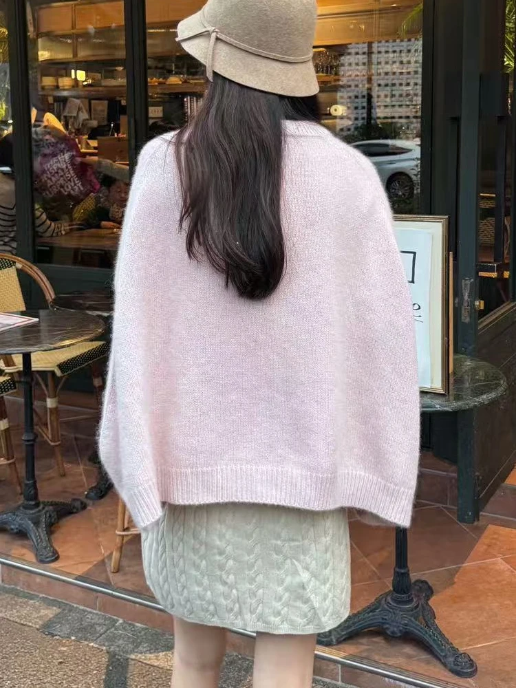 Autumn and Winter New Women's Solid Color Lace-up Shawl Elegant Outerwear Cardigan Knitwear Women's Sweater Jacket