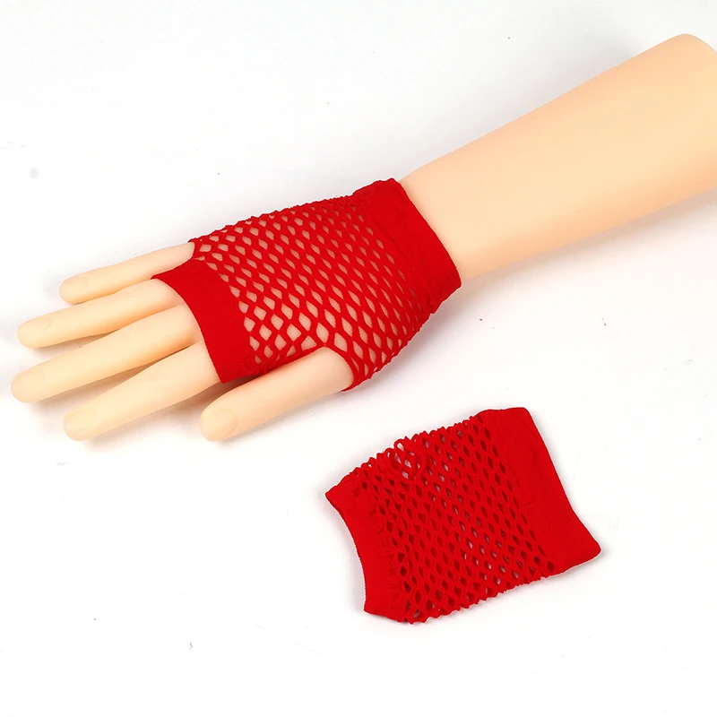 1pair Womens Short Fishnet Net Gloves Fingerless Mesh Gloves Punk Rock Fancy Night Club Party Arm Warmer Gloves Sexy Gloves