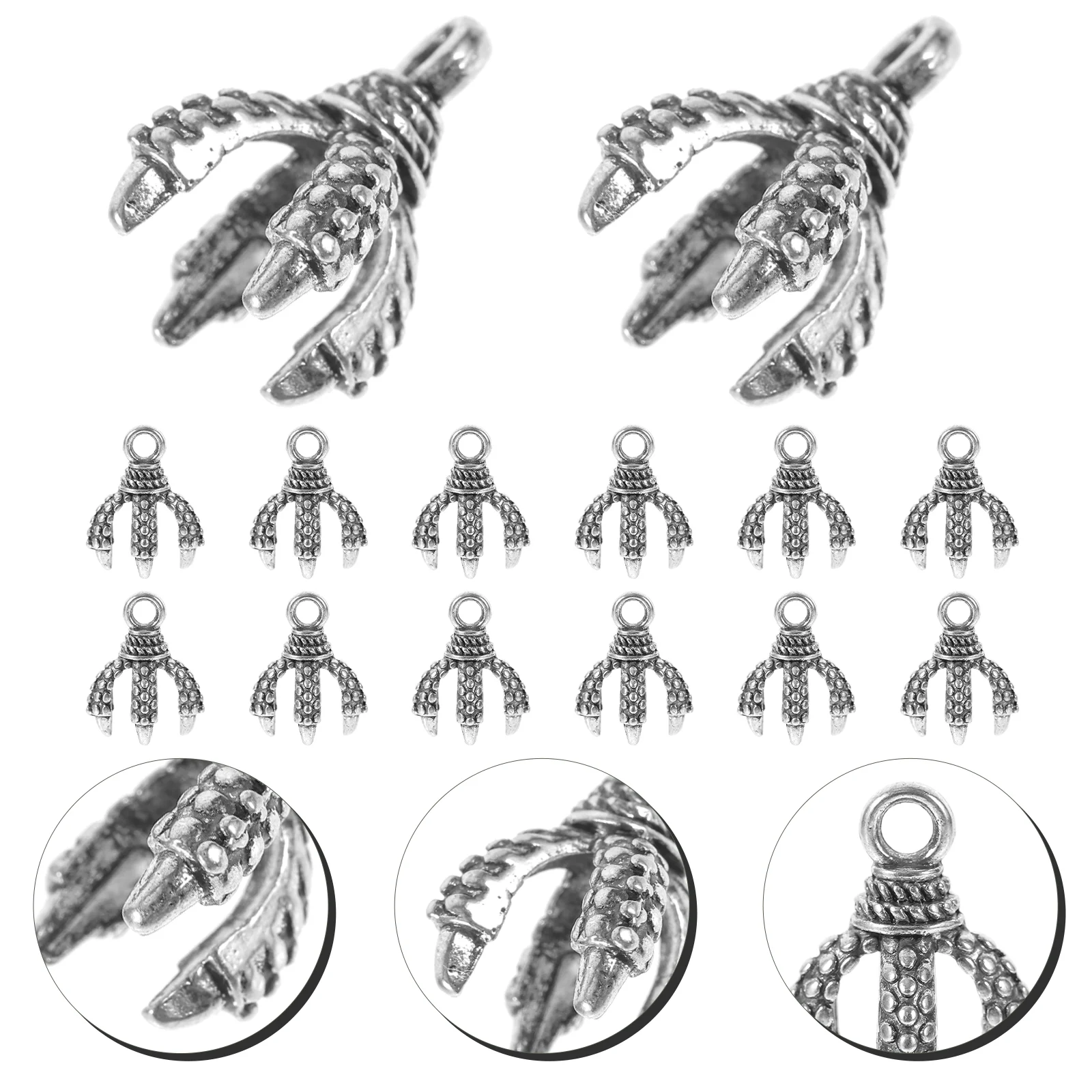 

50 Pcs Pearl Necklace Dragon Claw Pendant DIY Alloy Inlaid Base (50pcs) Jewelry Making Charms For Bracelet Claws Shaped
