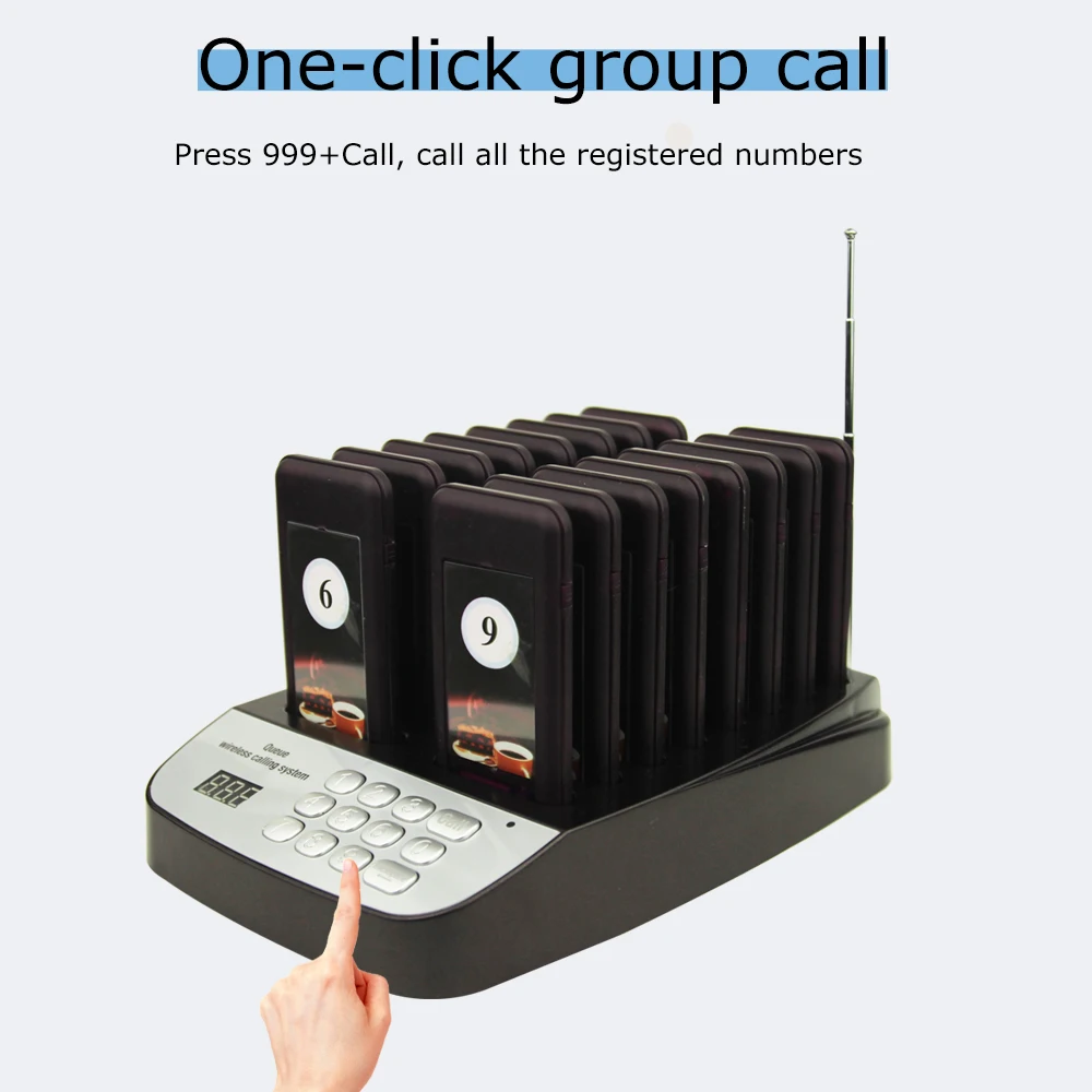 ping CTP301 Wireless Restaurant Pager System Call Waiter Restaurant Paging Calling Buzzer 16 Pagers for Cafe Bar Clinic